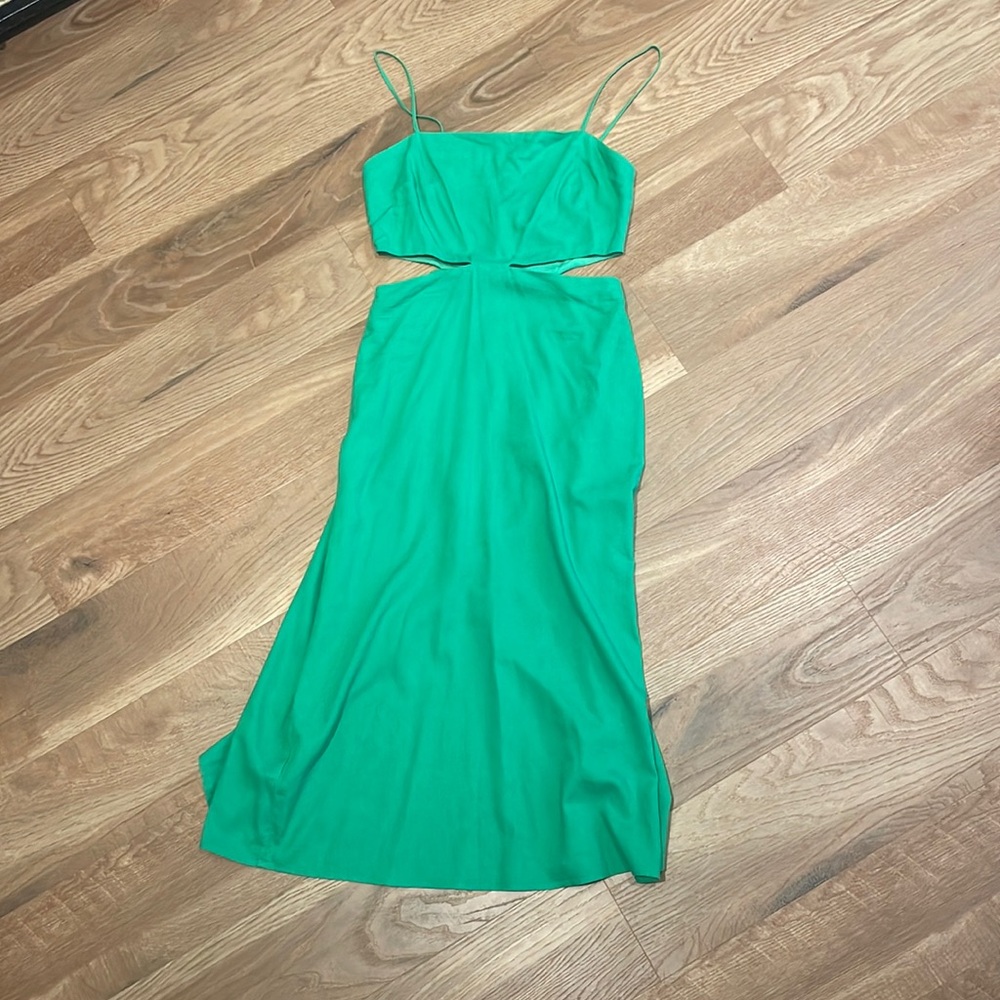MANGO Linen Blend Midi Dress